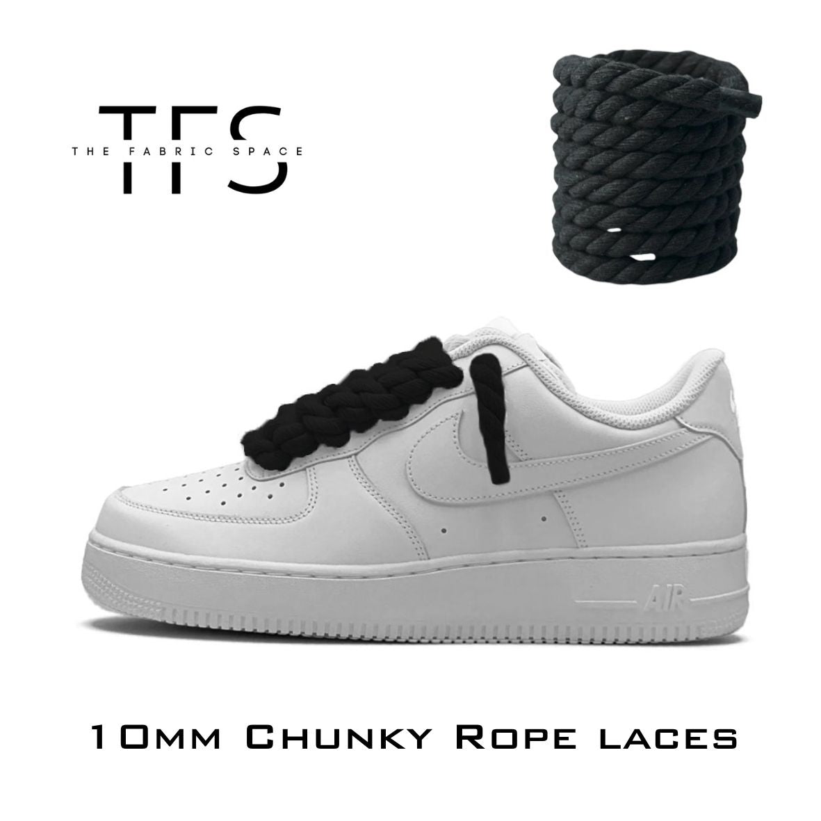10mm Noir Black Rope Laces image 0