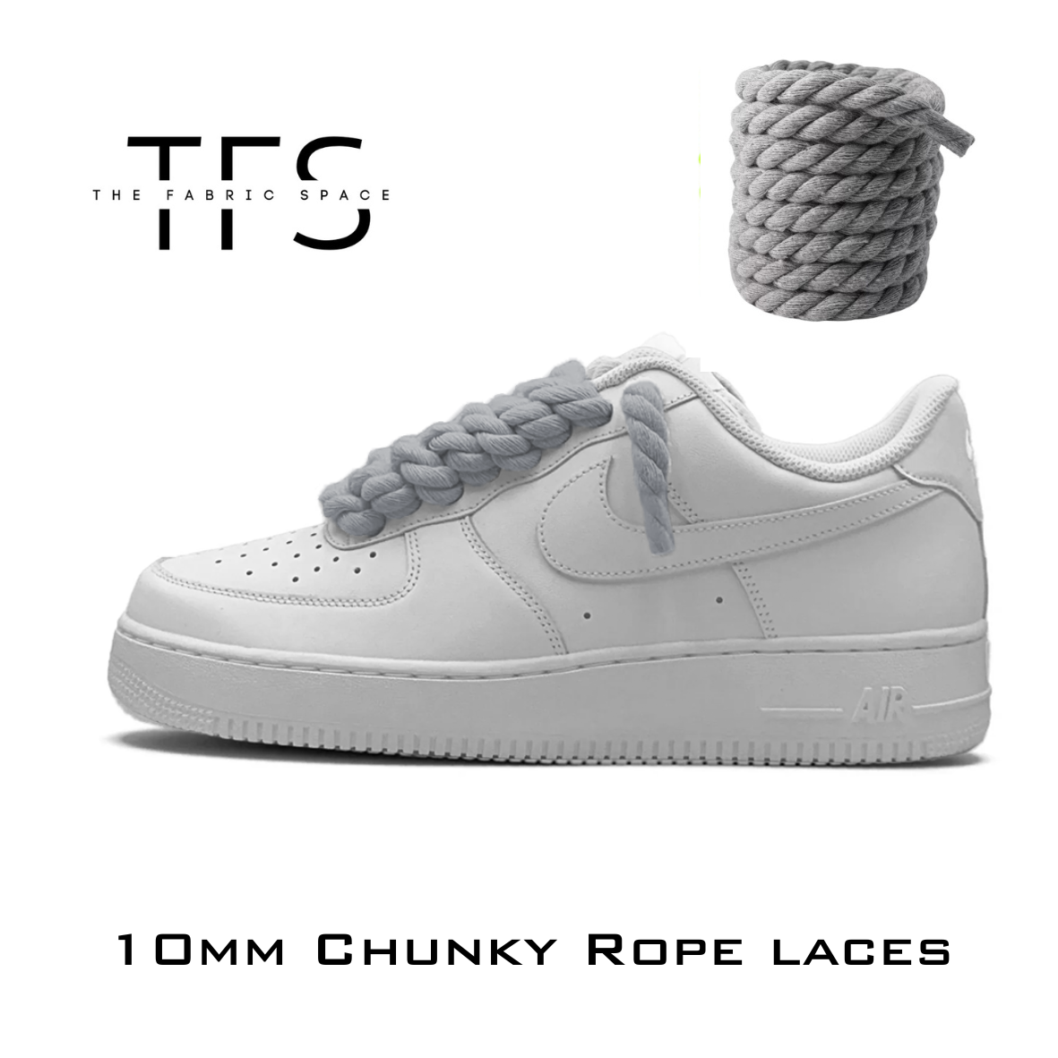 10mm Mono Grey Rope Laces image 0