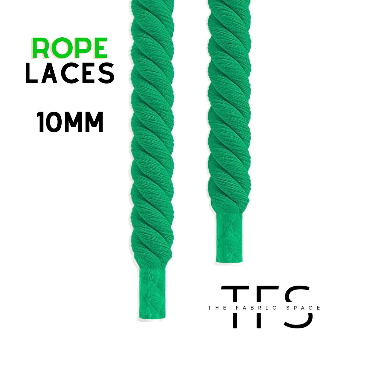 10mm Green Rope Laces image 1