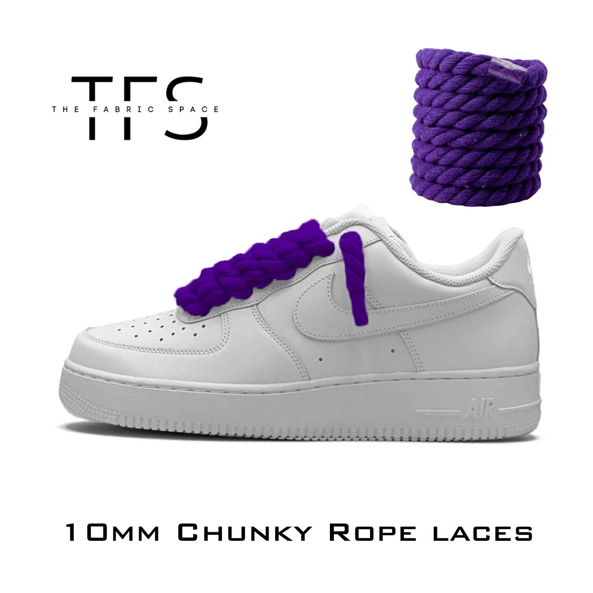 10mm Plush Purple Rope Laces image 0