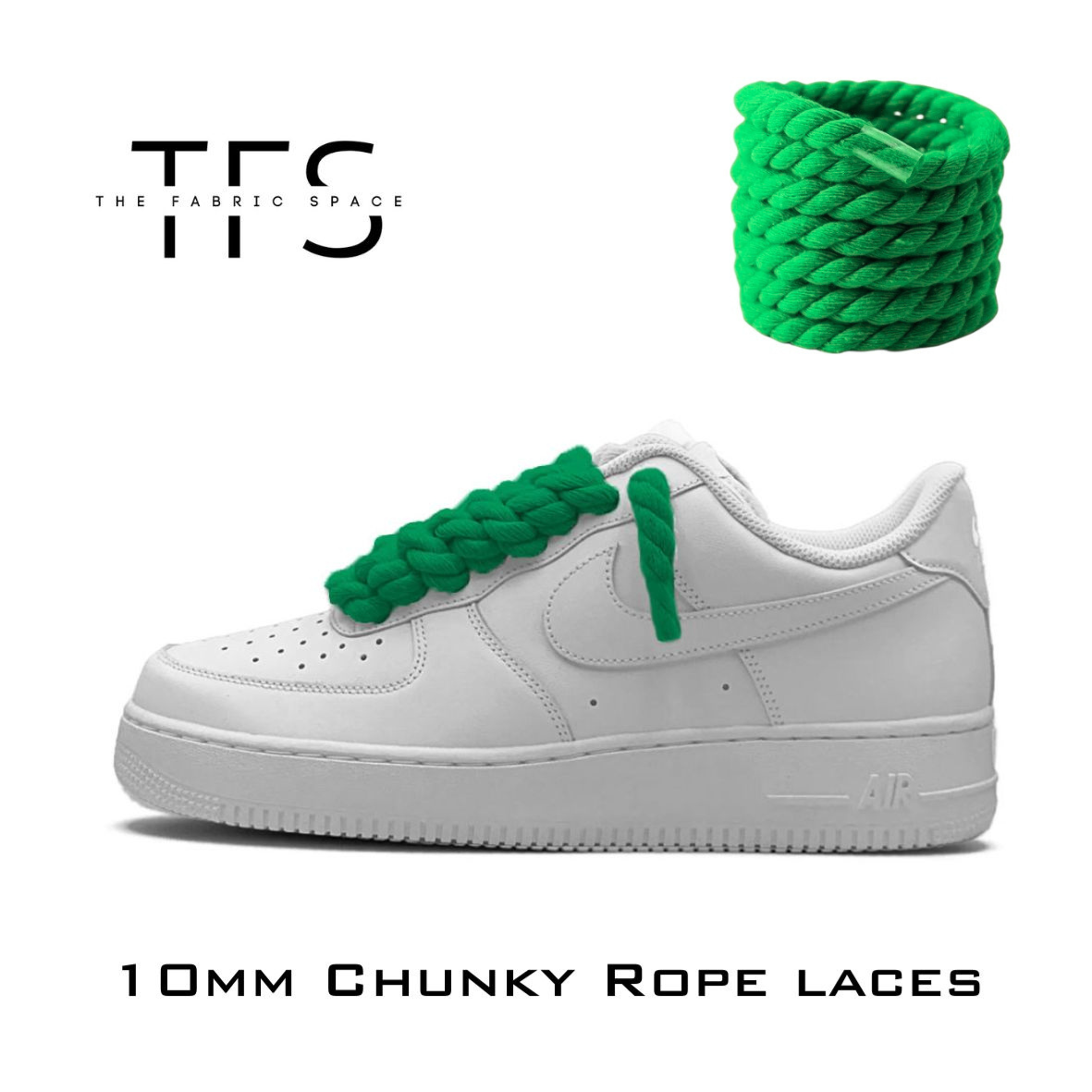 10mm Green Rope Laces image 0