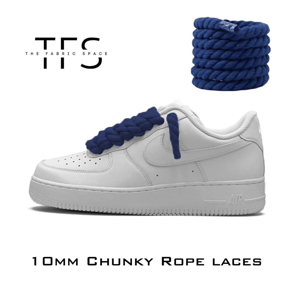 10mm Denim Blue Rope Laces image 0
