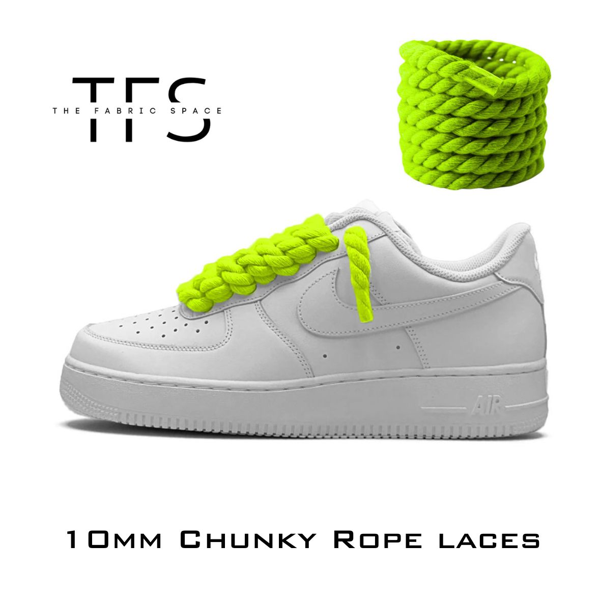 10mm Neon Green Rope Laces image 0