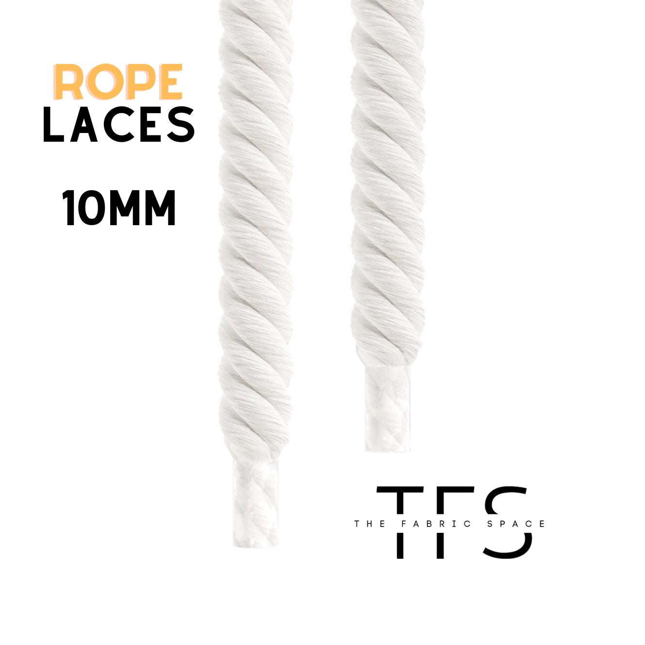 10mm Blanc White Rope Laces image 1